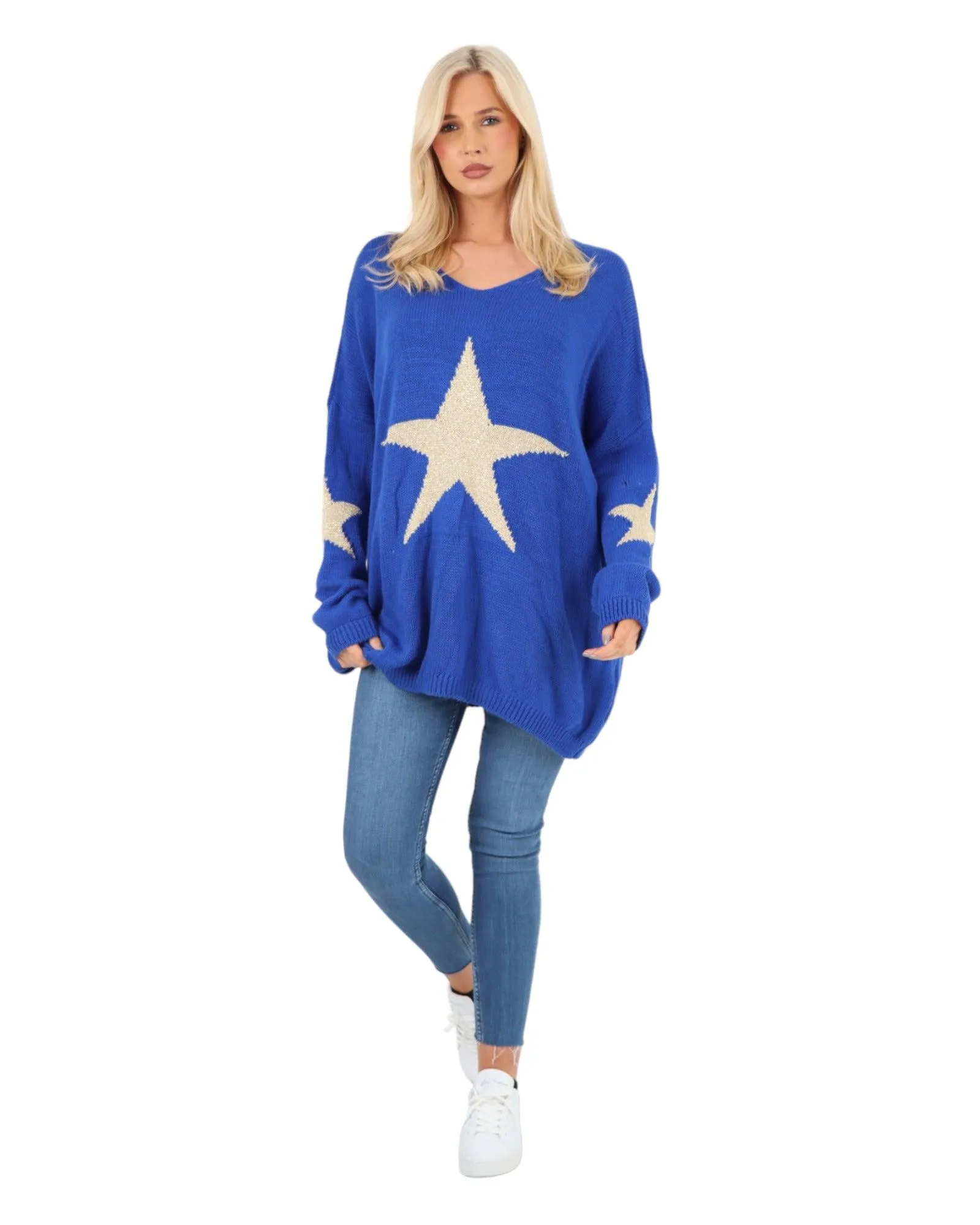 Plus Size Glitter Star Knitted Jumper