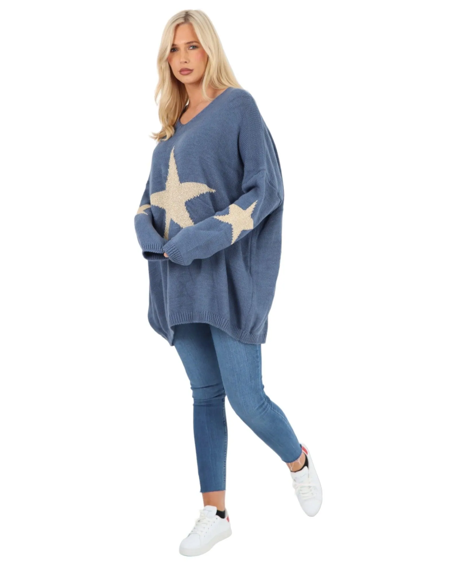 Plus Size Glitter Star Knitted Jumper