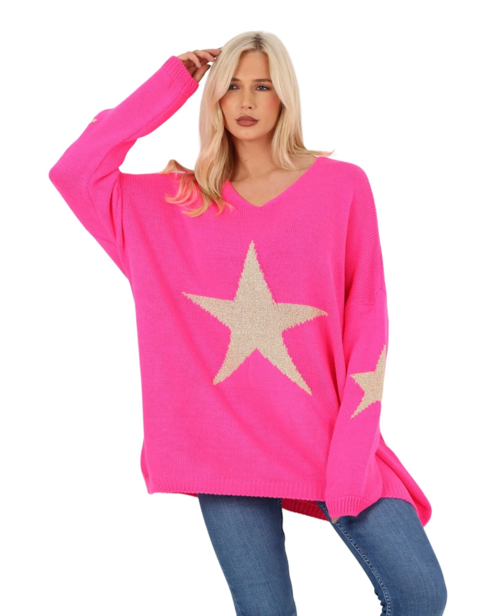 Plus Size Glitter Star Knitted Jumper