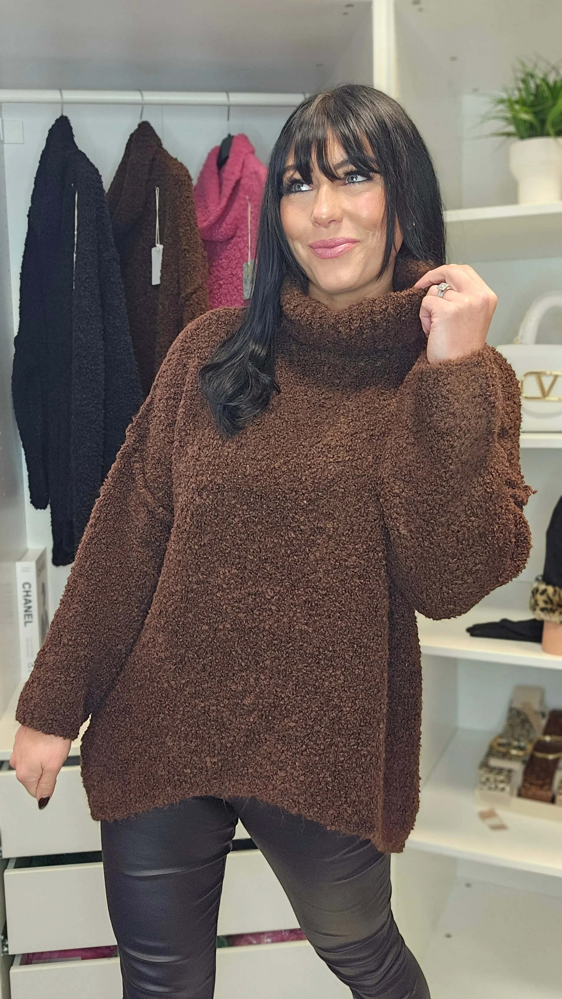 Poppy Popcorn Cowl Neck Jumper (choose your Colour)
