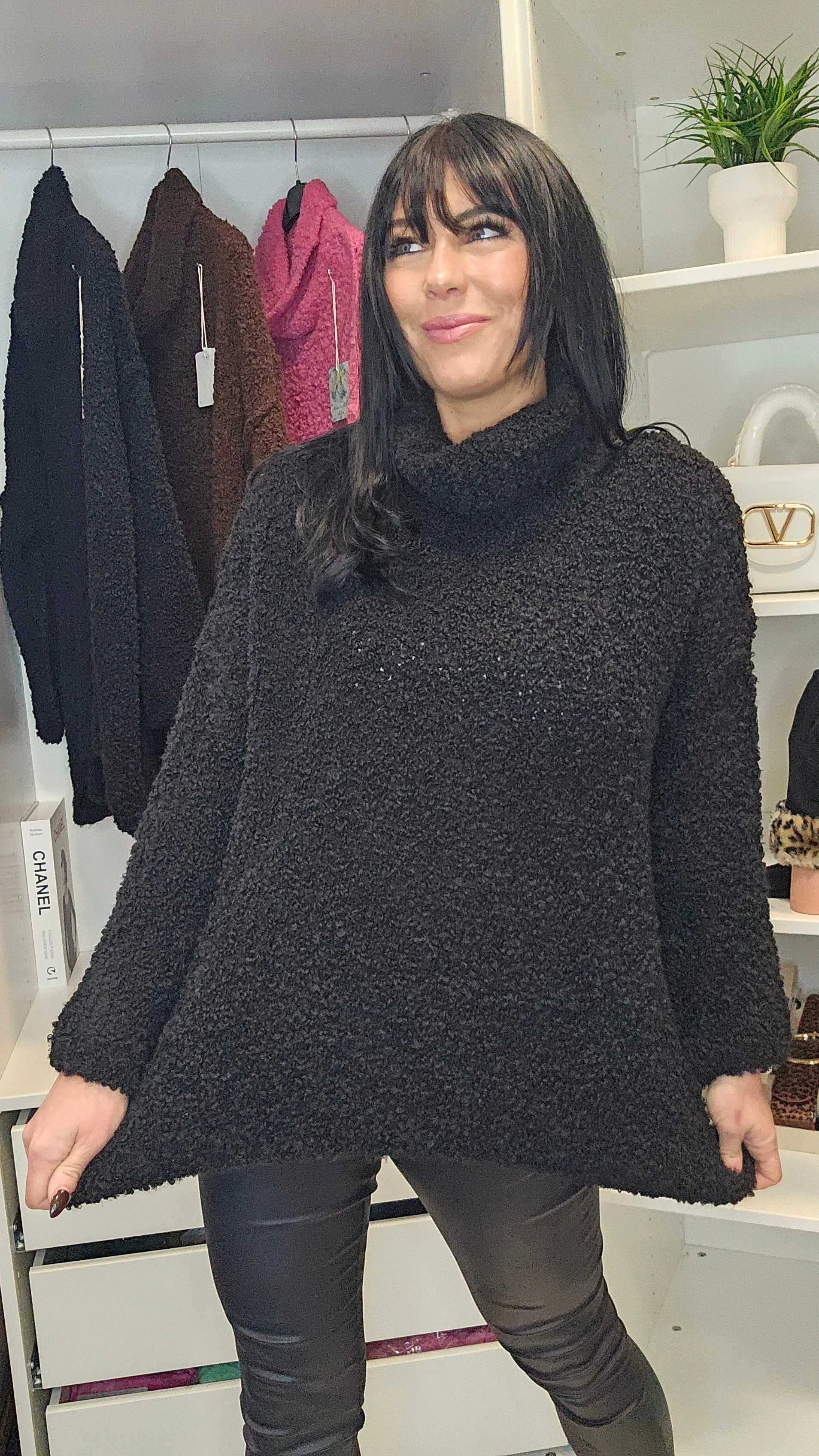 Poppy Popcorn Cowl Neck Jumper (choose your Colour)