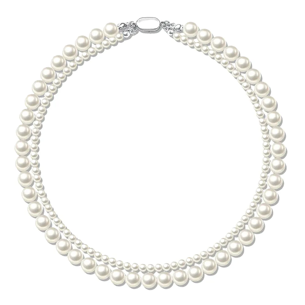 Prom Party Two Layers Swarovski Pearl Necklace