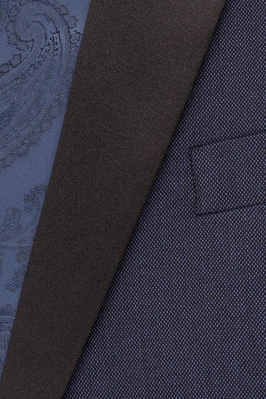 "Sebastian" Indigo Pindot Tuxedo Jacket (Separates)