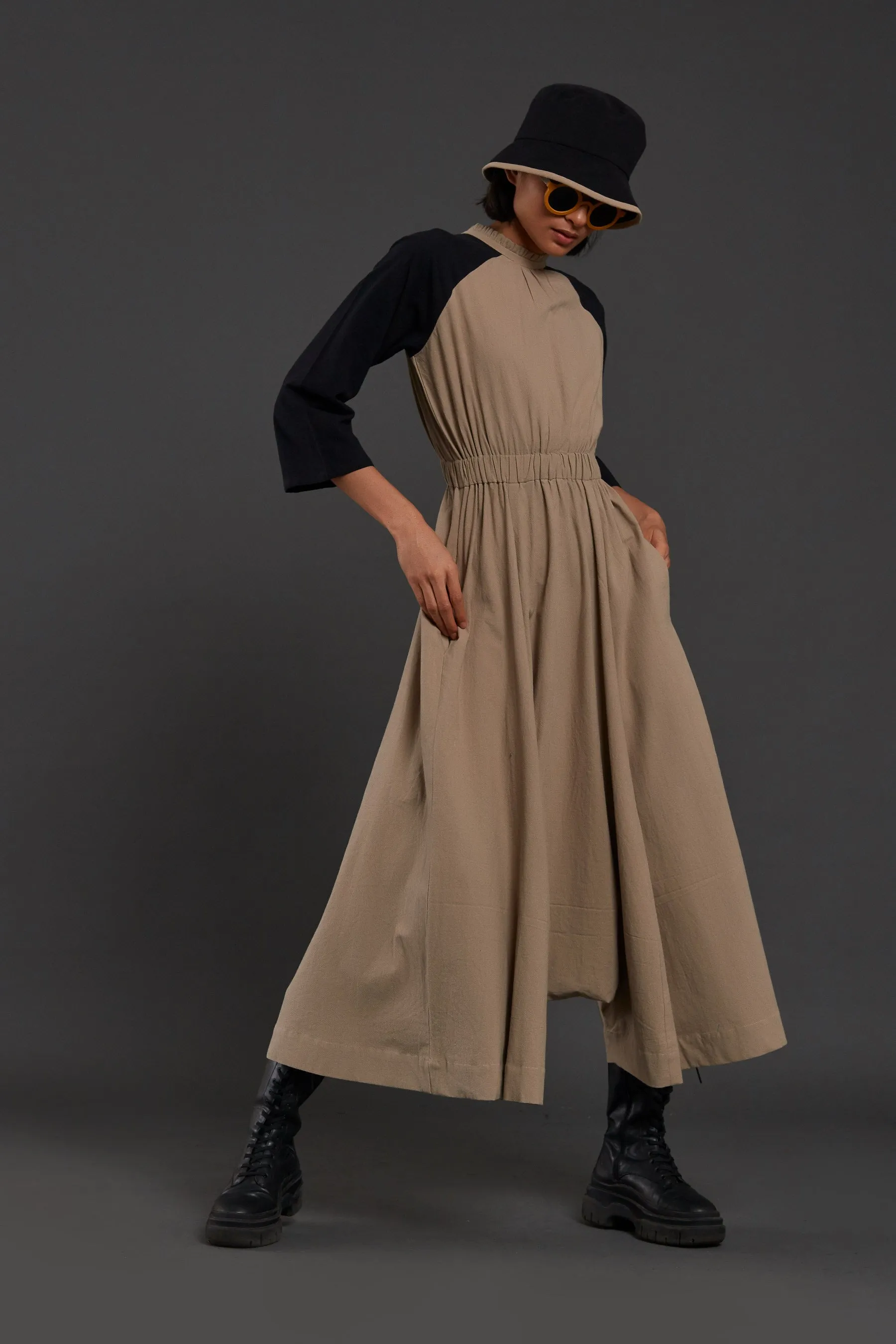 Red & Beige Sphara Jumpsuit