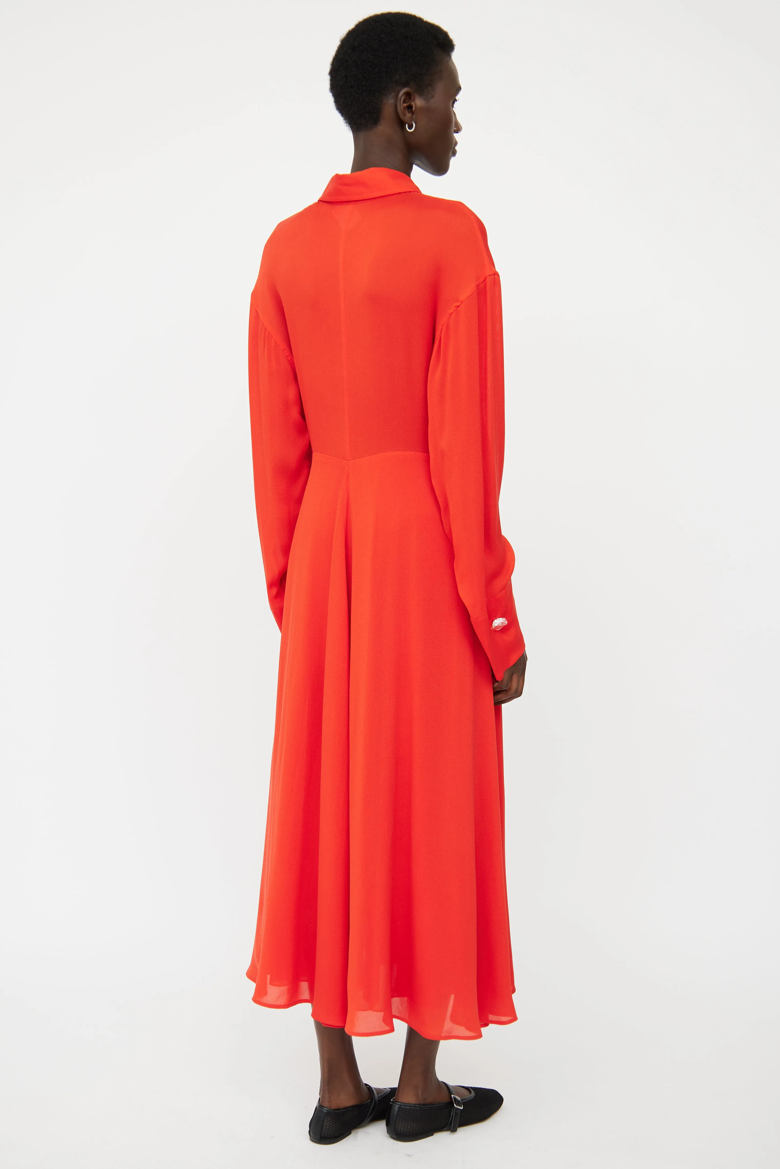 Red Silk Blend Maxi Dress