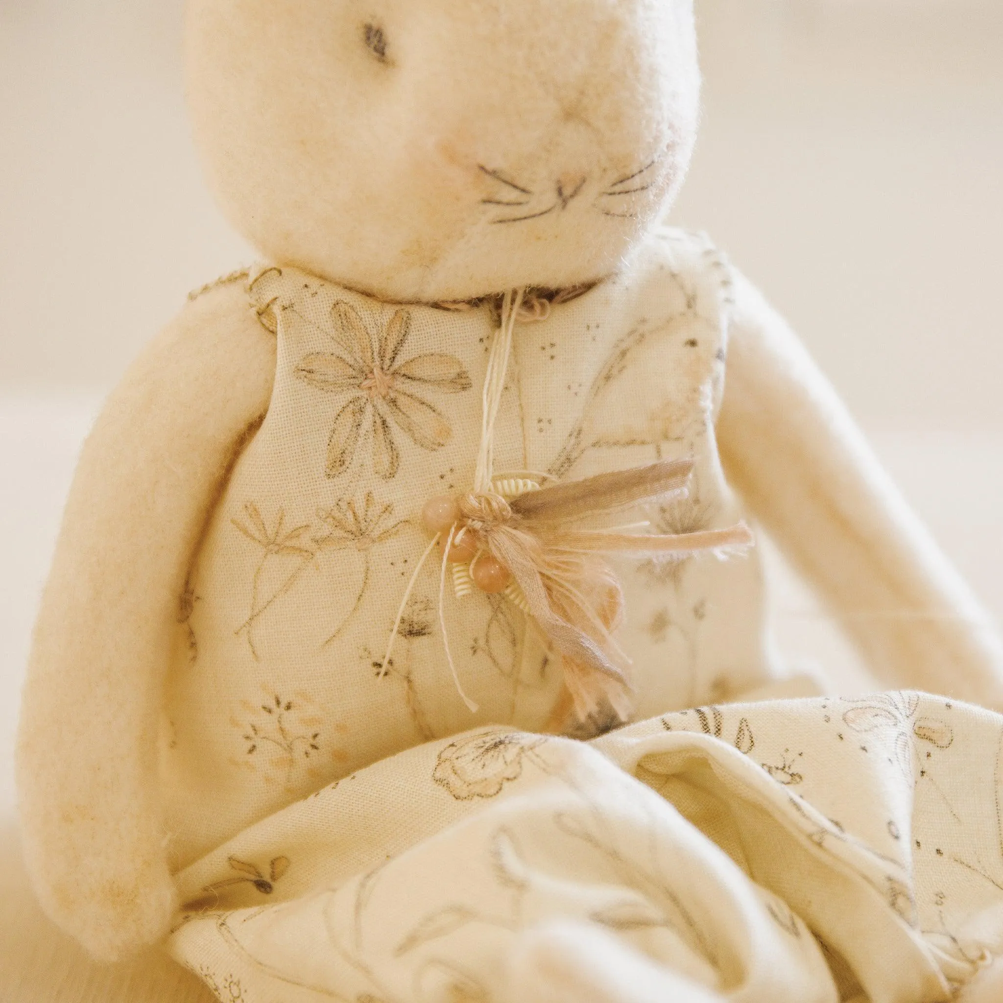 RETIRED - Hutch Studio Original - Belle Sit-a-Spell - Hand-Crafted Cotton & Wool Bunny