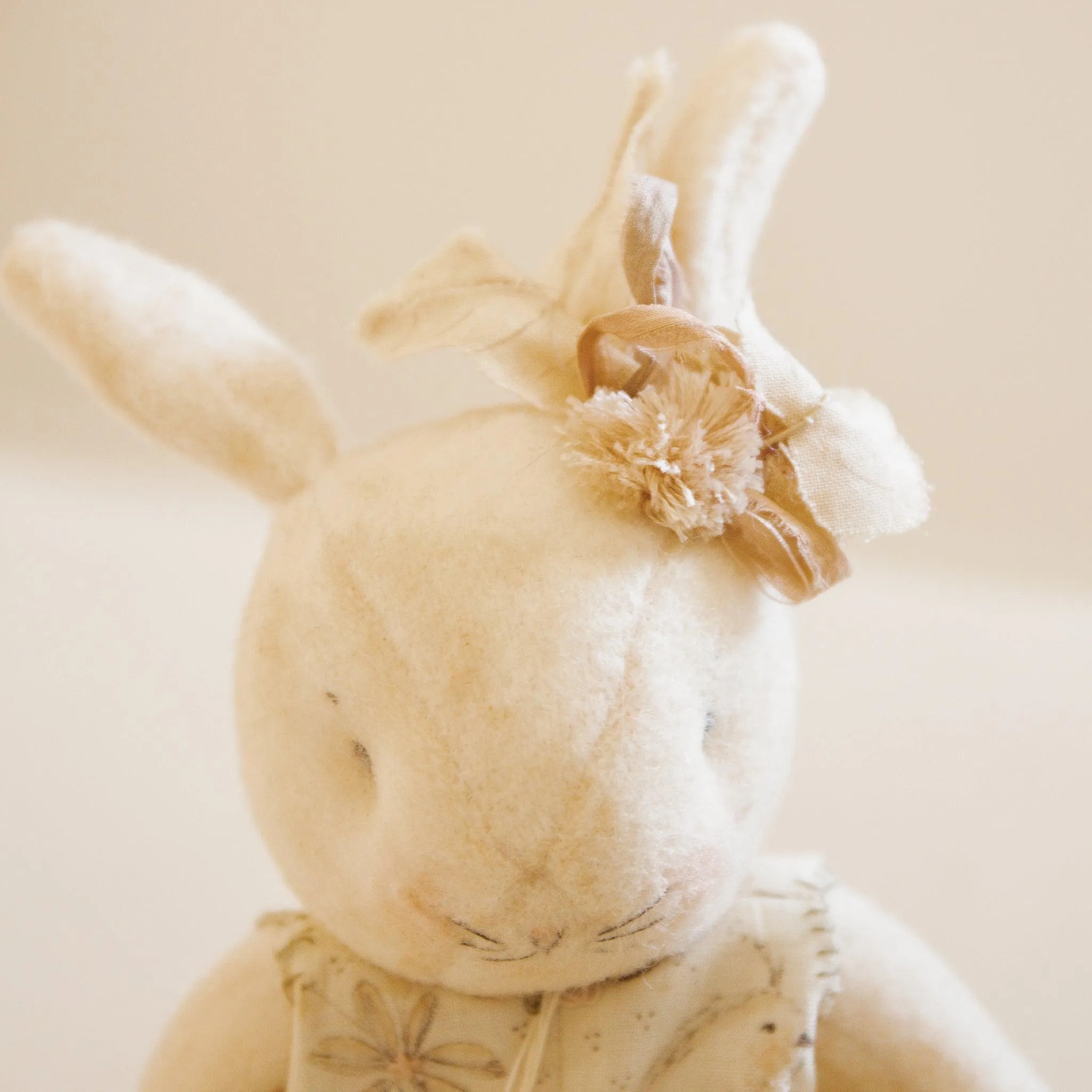 RETIRED - Hutch Studio Original - Belle Sit-a-Spell - Hand-Crafted Cotton & Wool Bunny