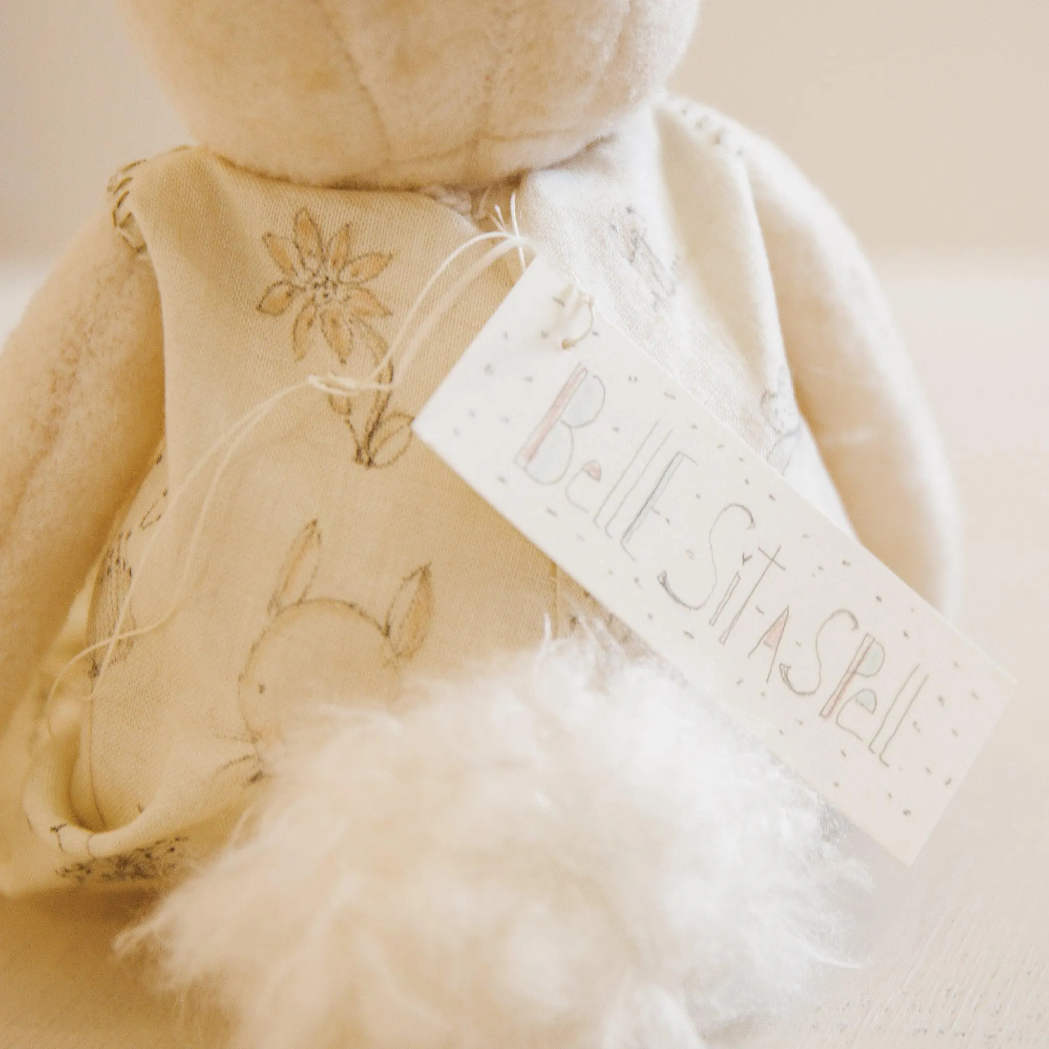 RETIRED - Hutch Studio Original - Belle Sit-a-Spell - Hand-Crafted Cotton & Wool Bunny