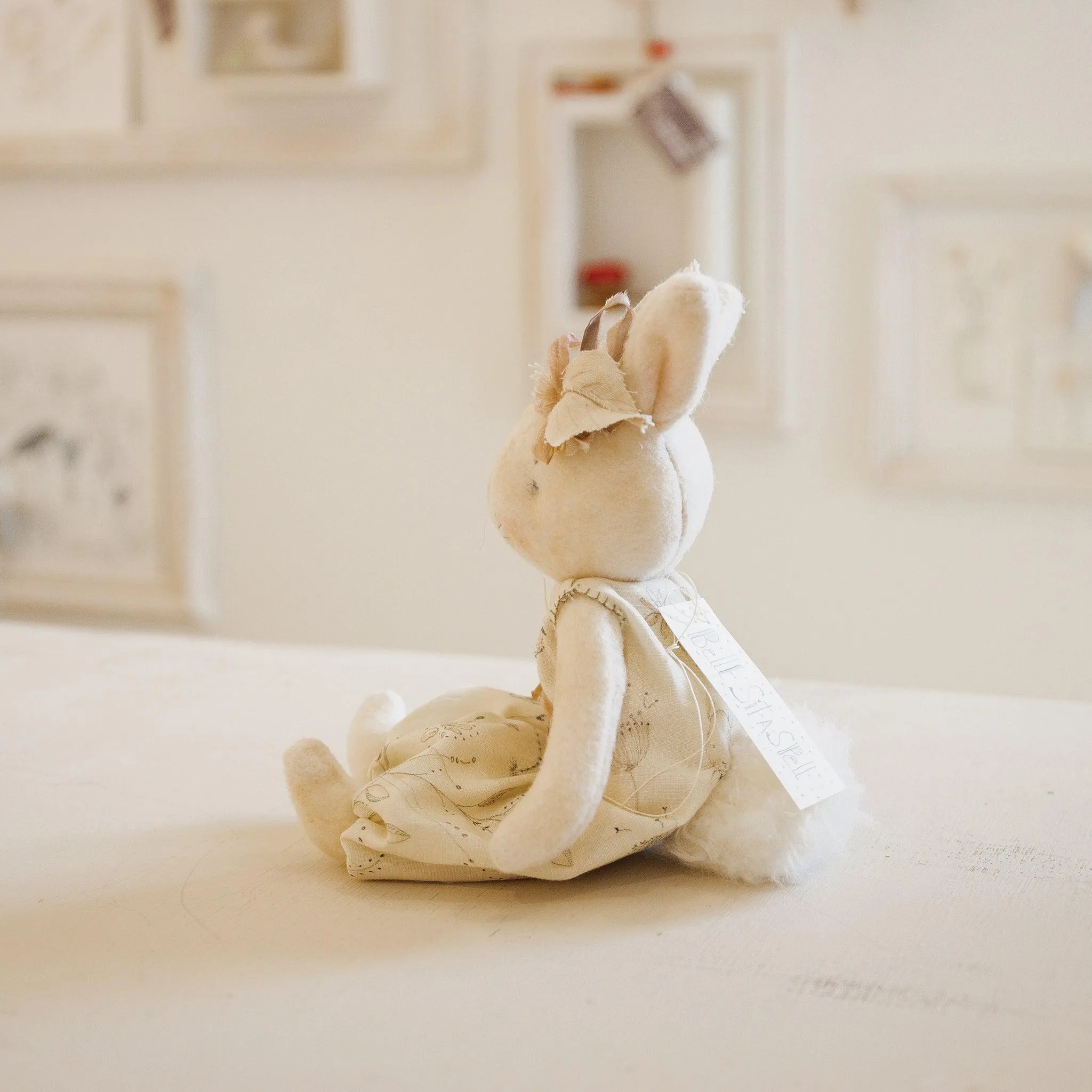 RETIRED - Hutch Studio Original - Belle Sit-a-Spell - Hand-Crafted Cotton & Wool Bunny