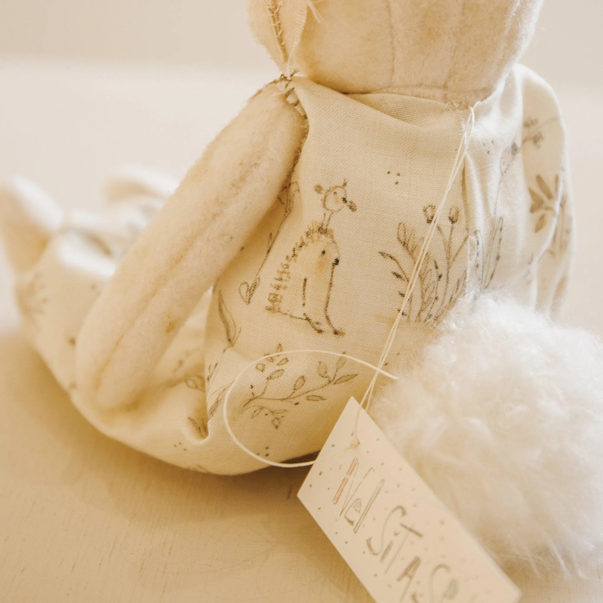 RETIRED - Hutch Studio Original - Nel Sit-a-Spell - Hand-Crafted Cotton & Wool Bunny