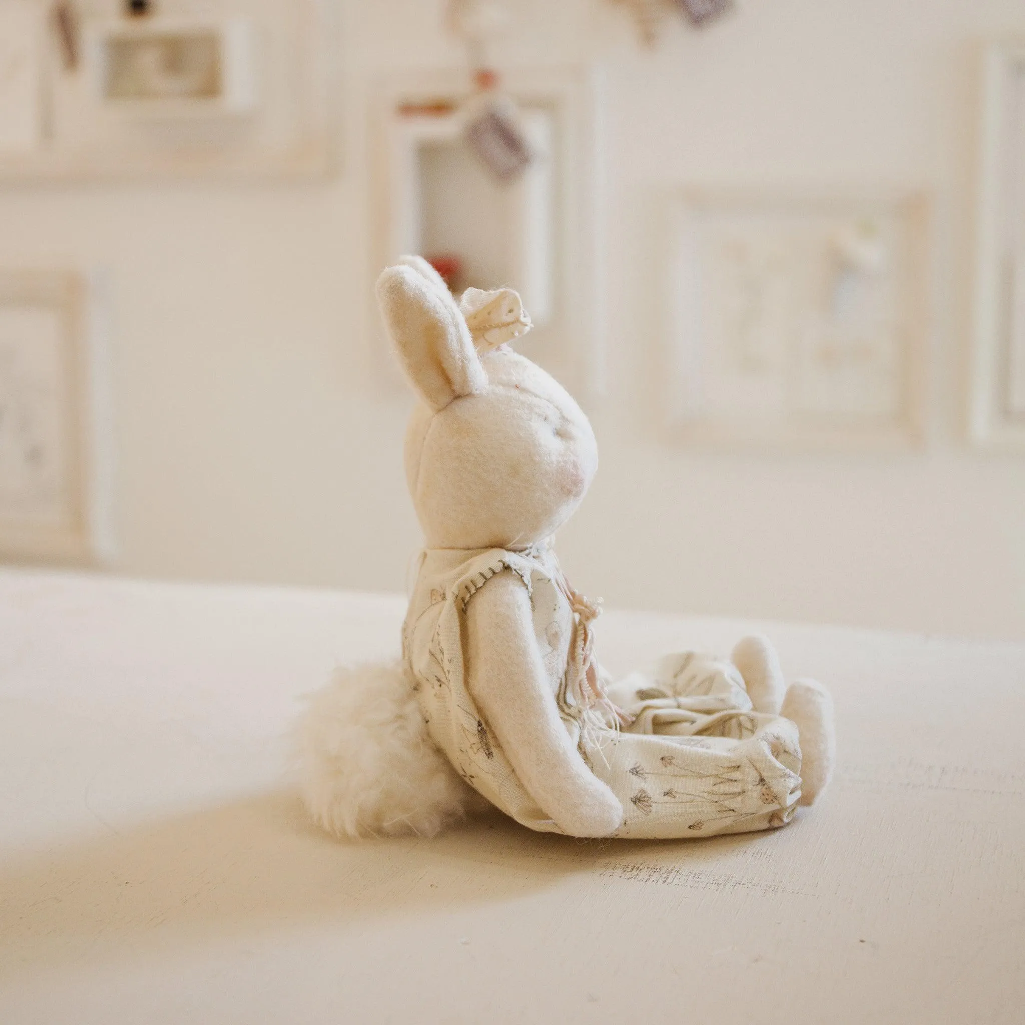 RETIRED - Hutch Studio Original - Nel Sit-a-Spell - Hand-Crafted Cotton & Wool Bunny