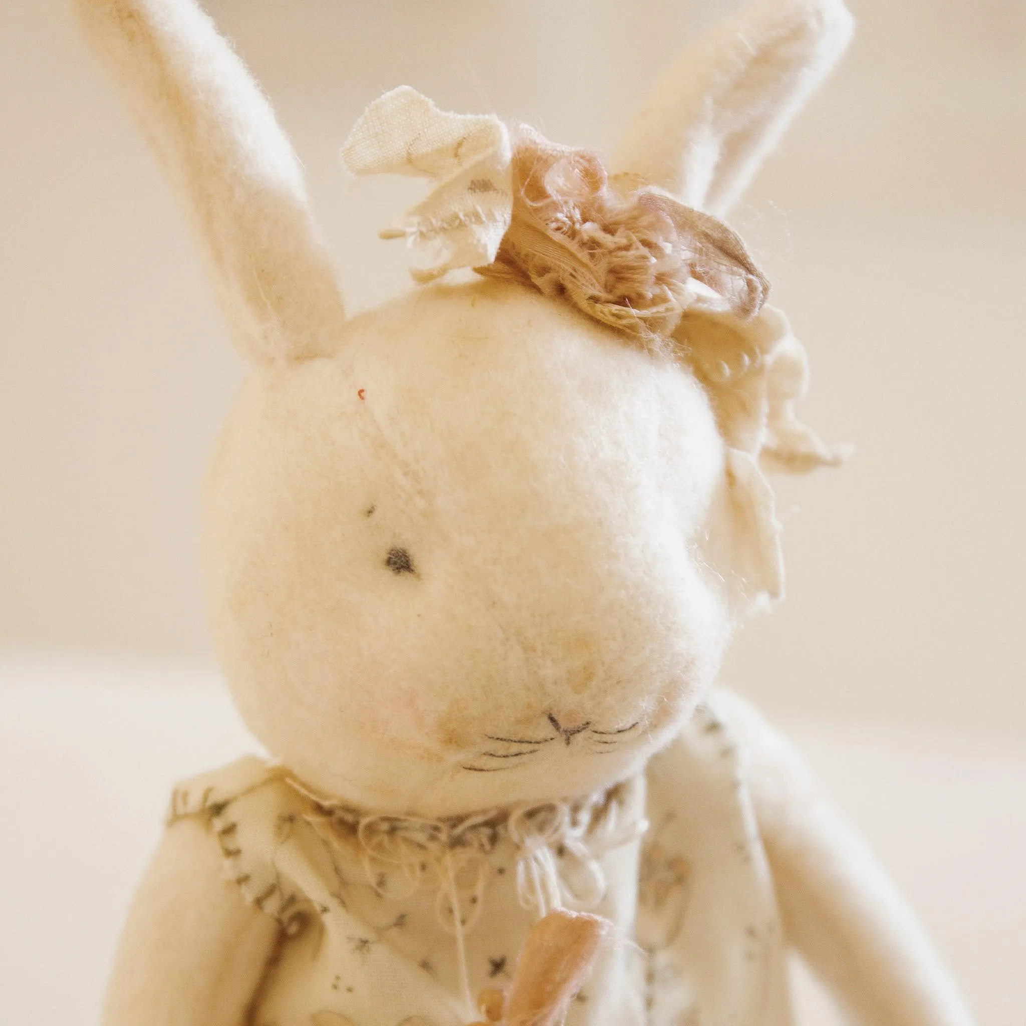 RETIRED - Hutch Studio Original - Nel Sit-a-Spell - Hand-Crafted Cotton & Wool Bunny