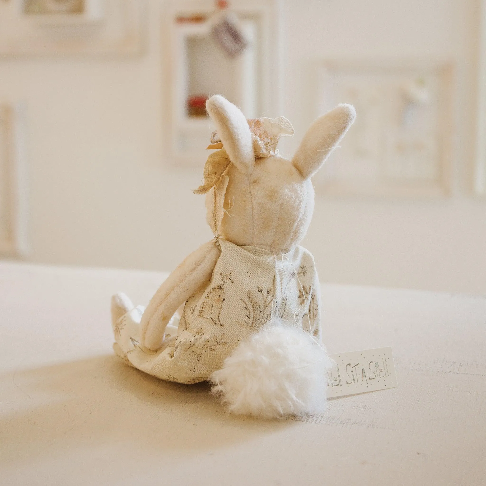 RETIRED - Hutch Studio Original - Nel Sit-a-Spell - Hand-Crafted Cotton & Wool Bunny