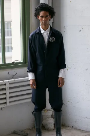salt-water gabardine jumpsuit squid ink