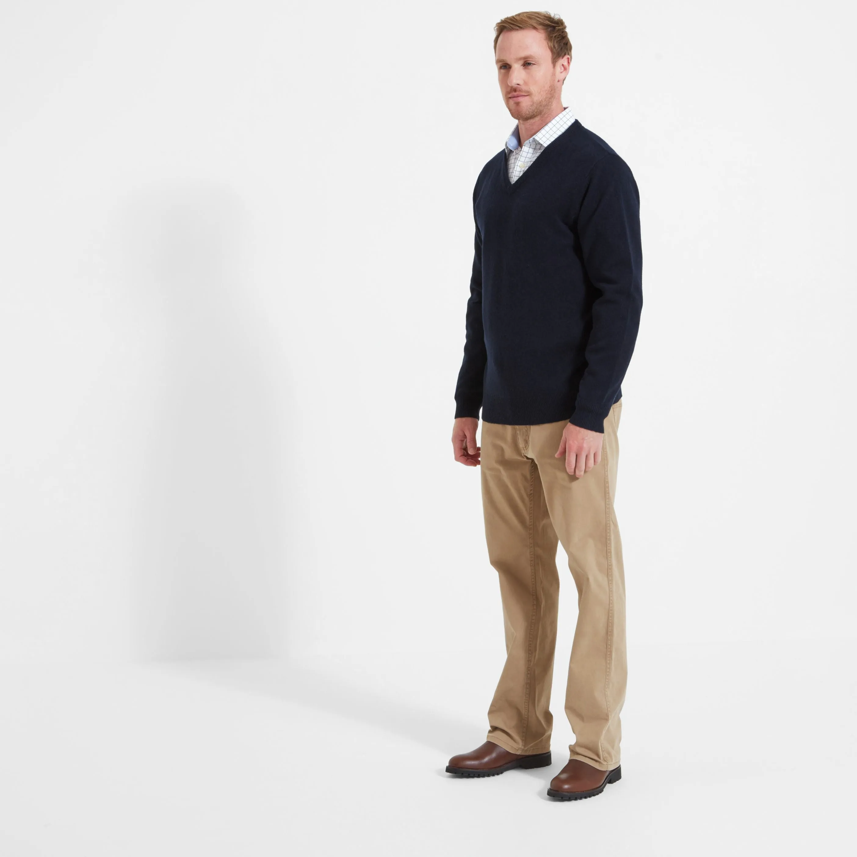Schoffel Lambswool Mens V Neck Jumper - Navy