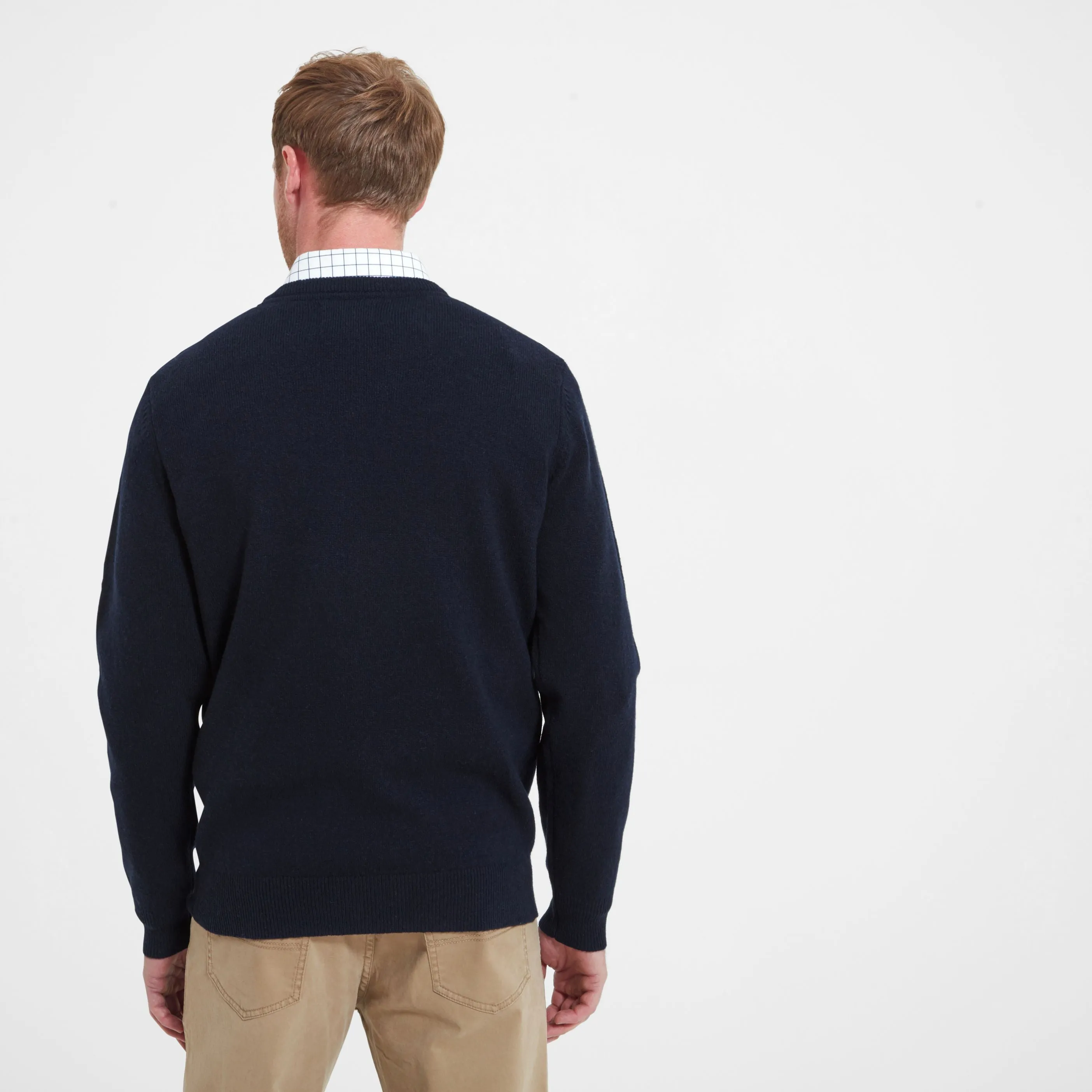 Schoffel Lambswool Mens V Neck Jumper - Navy