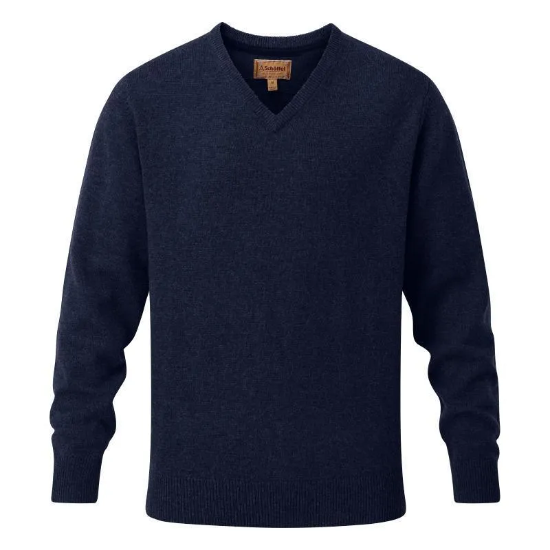 Schoffel Lambswool Mens V Neck Jumper - Navy