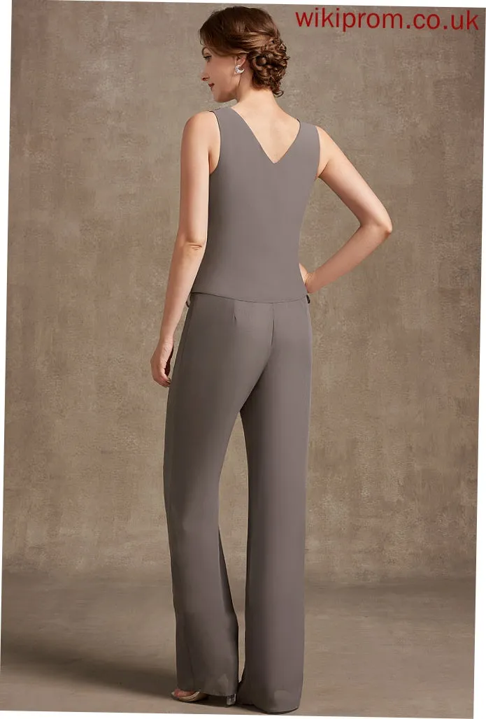 Scoop Chiffon Floor-Length Sequins Jumpsuit/Pantsuit Bride Henrietta Lace Mother With Neck Beading of the Dress Mother of the Bride Dresses