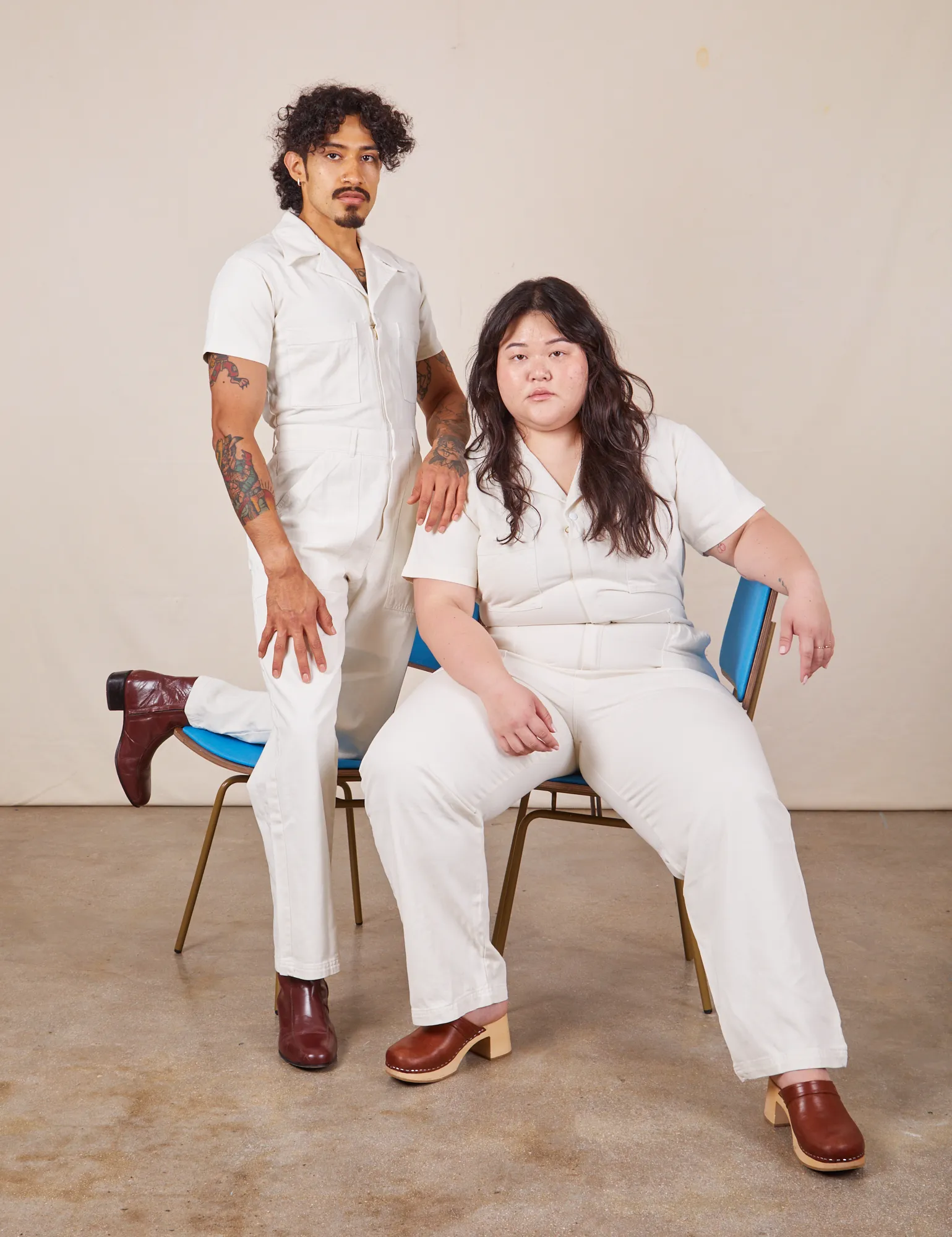 Short Sleeve Jumpsuit - Vintage Tee Off-White