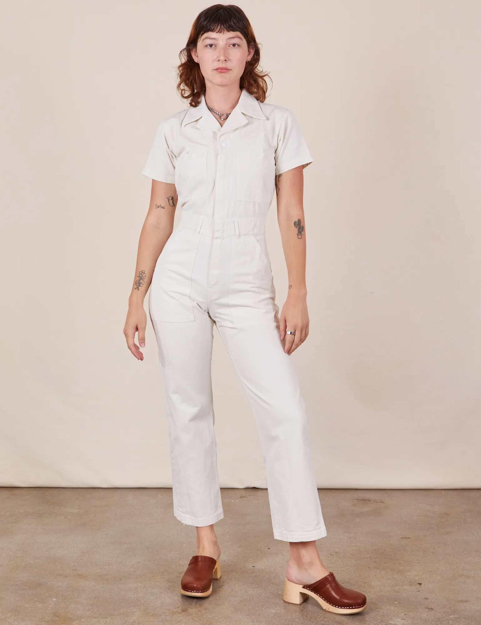 Short Sleeve Jumpsuit - Vintage Tee Off-White