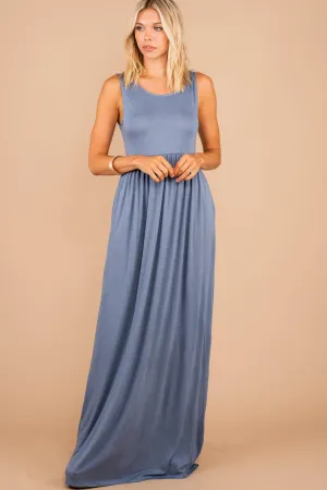 Speak With Kindness Cement Gray Empire Maxi Dress