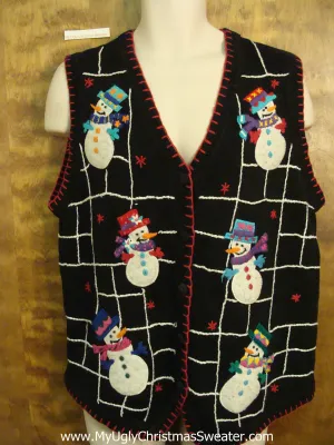 Spide Web of Snowmen Cheesy Christmas Sweater Vest