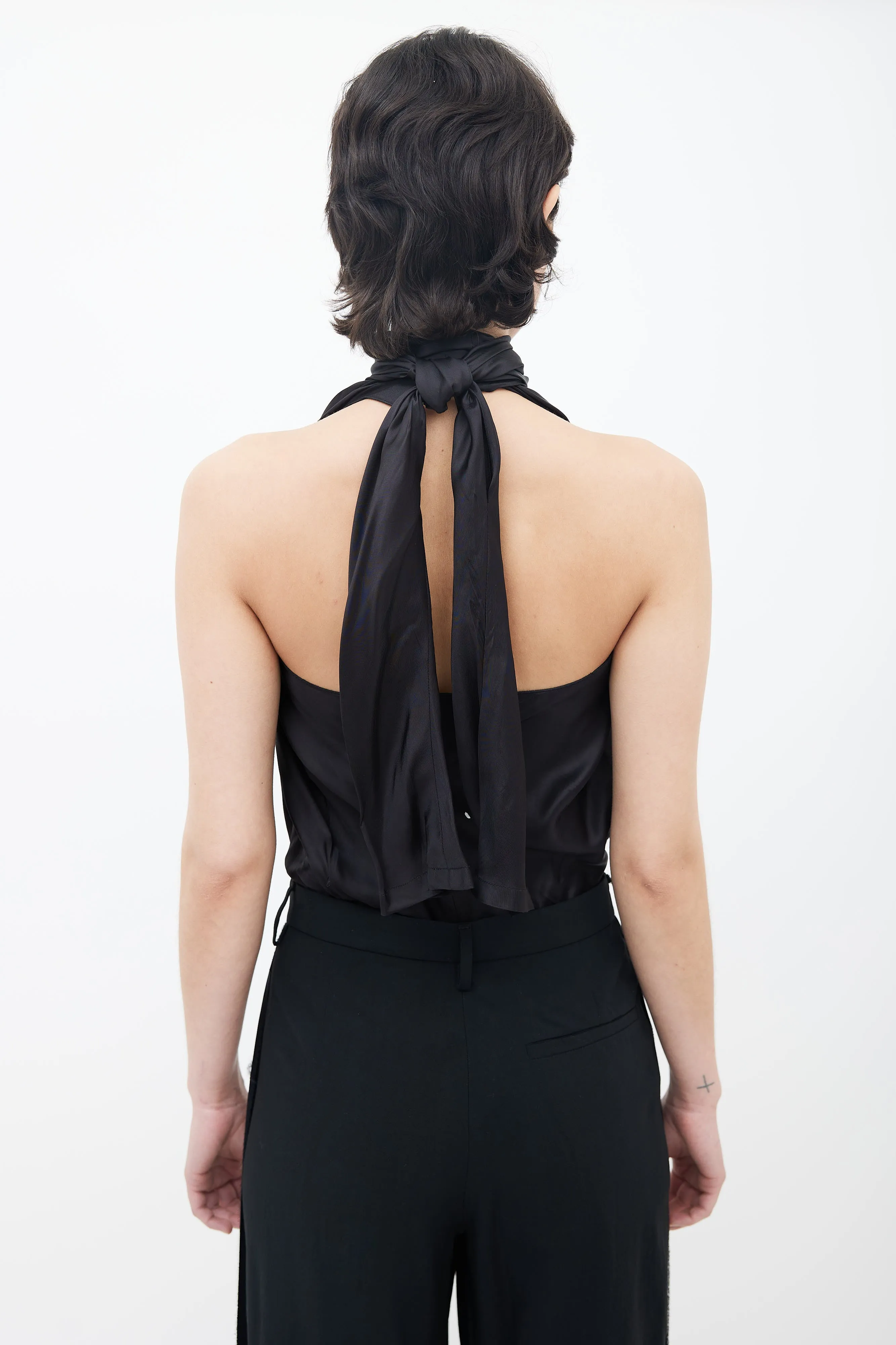 Spring 2016 Black Tie Halter Neck Jumpsuit