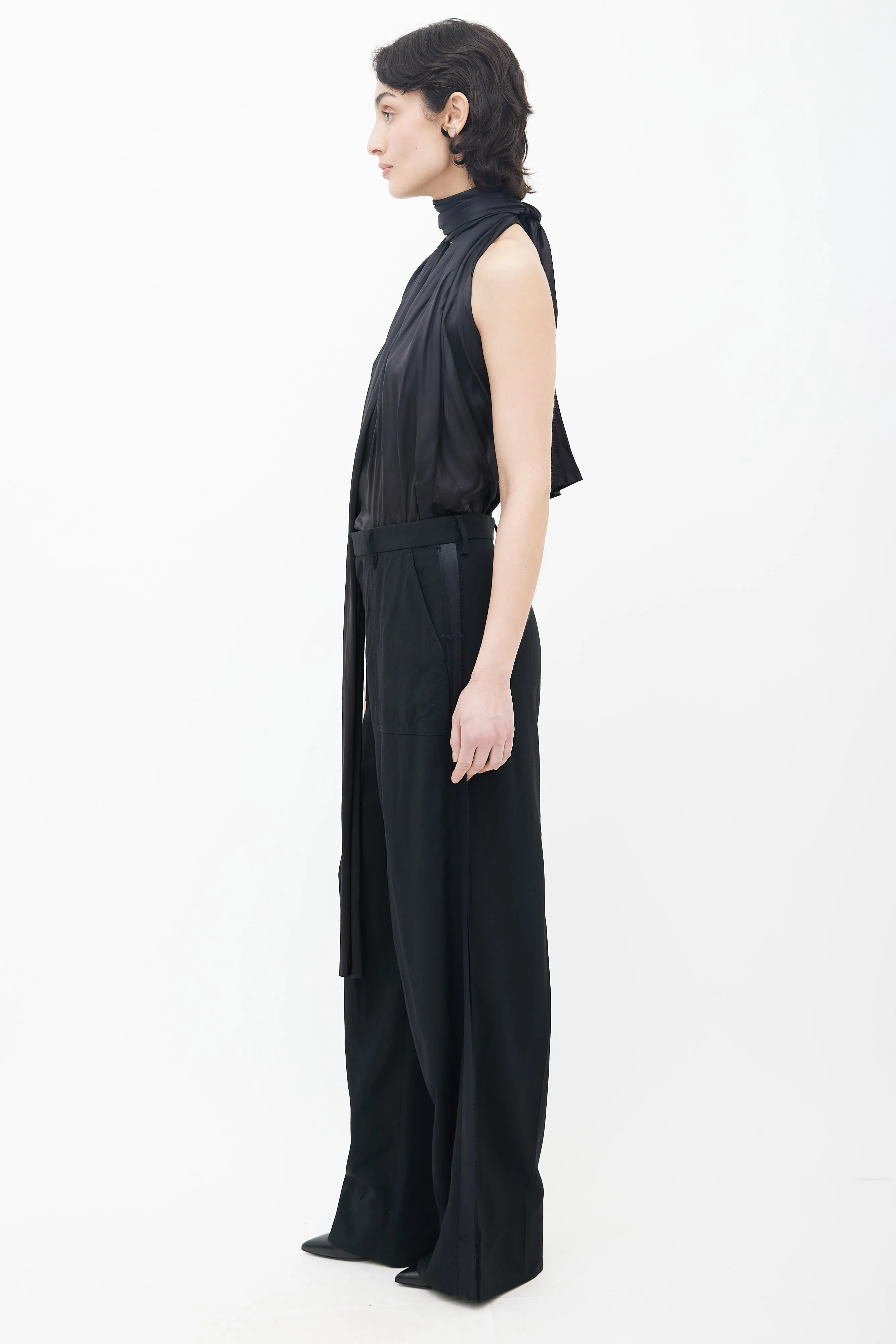 Spring 2016 Black Tie Halter Neck Jumpsuit