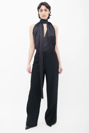 Spring 2016 Black Tie Halter Neck Jumpsuit