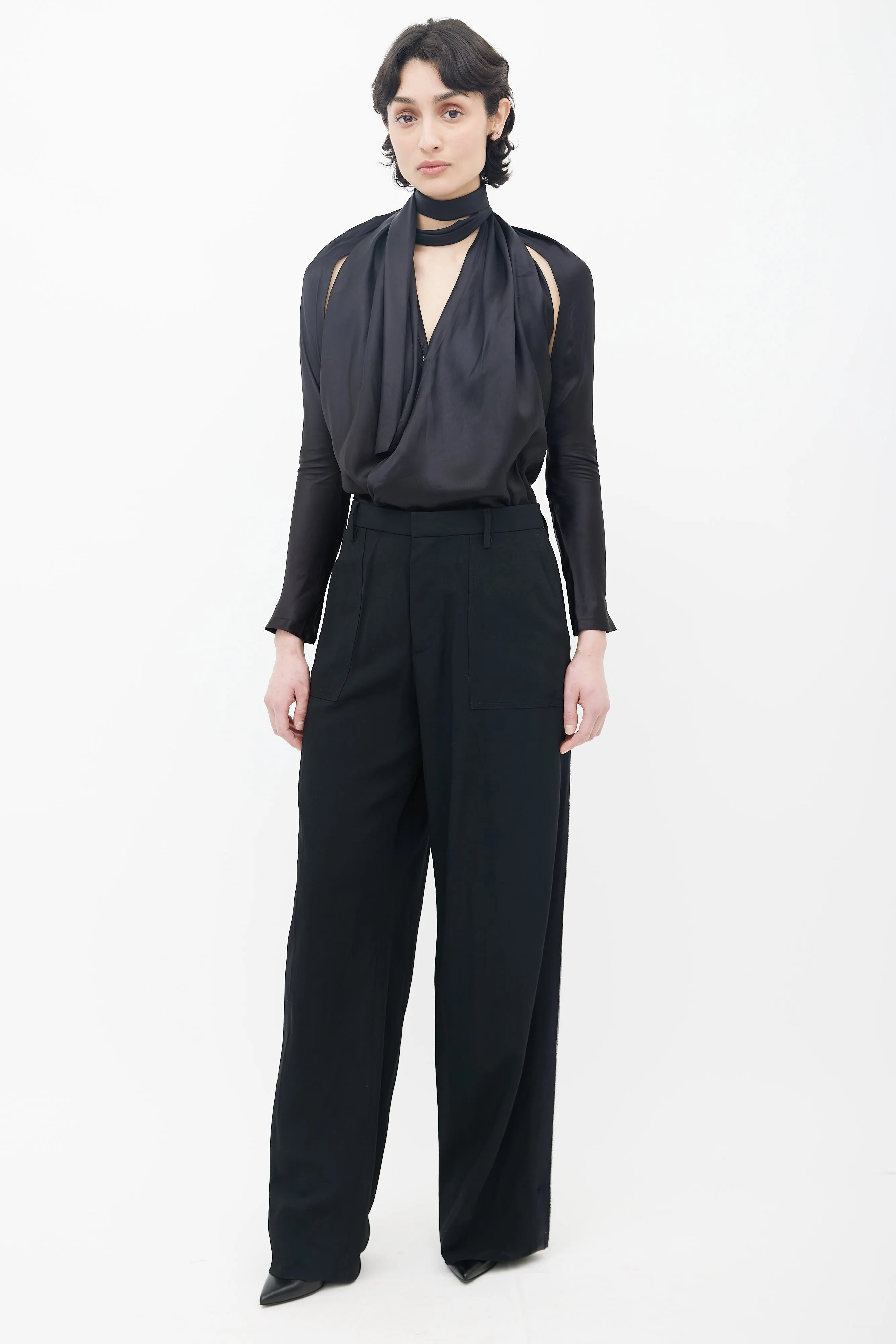 Spring 2016 Black Tie Halter Neck Jumpsuit