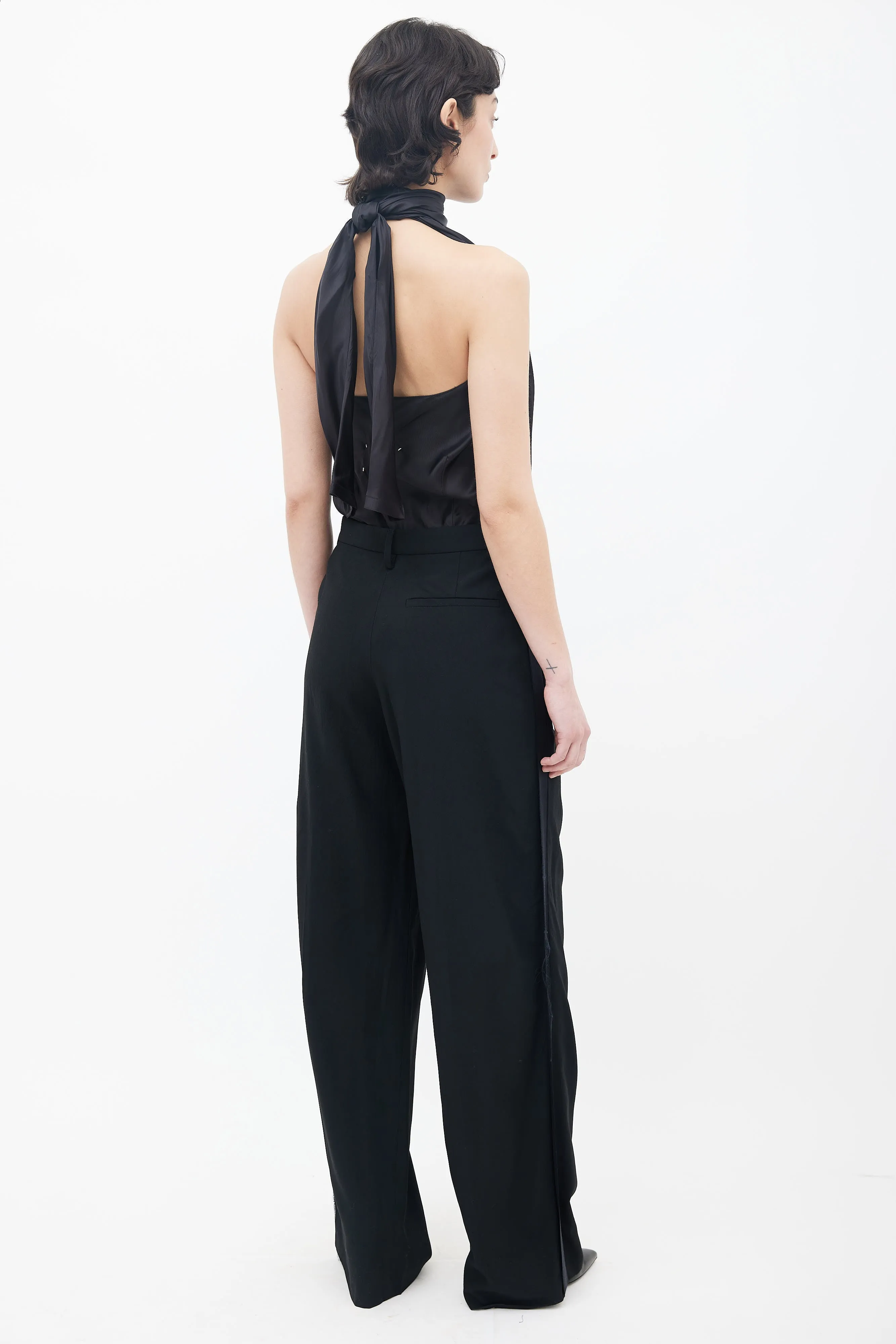 Spring 2016 Black Tie Halter Neck Jumpsuit