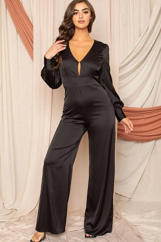 STRETCH DULL SATIN JUMPSUIT