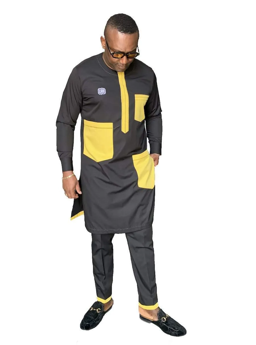 Stylish African Black &Yellow Native Outfit
