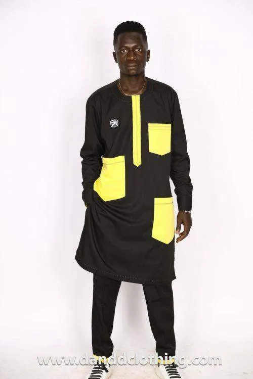 Stylish African Black &Yellow Native Outfit