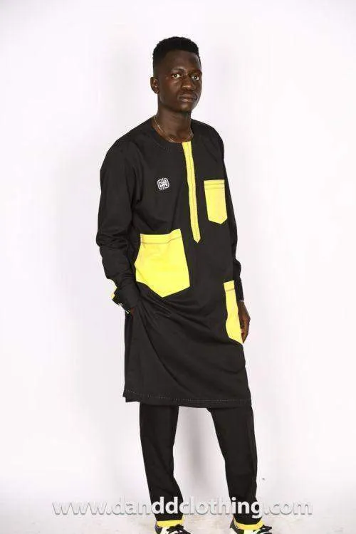 Stylish African Black &Yellow Native Outfit