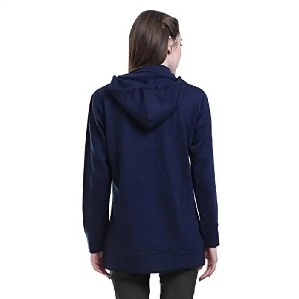 SWEEKASH Women Woollen Solid Round Full Sleeves Casual Buttoned Coat- Black