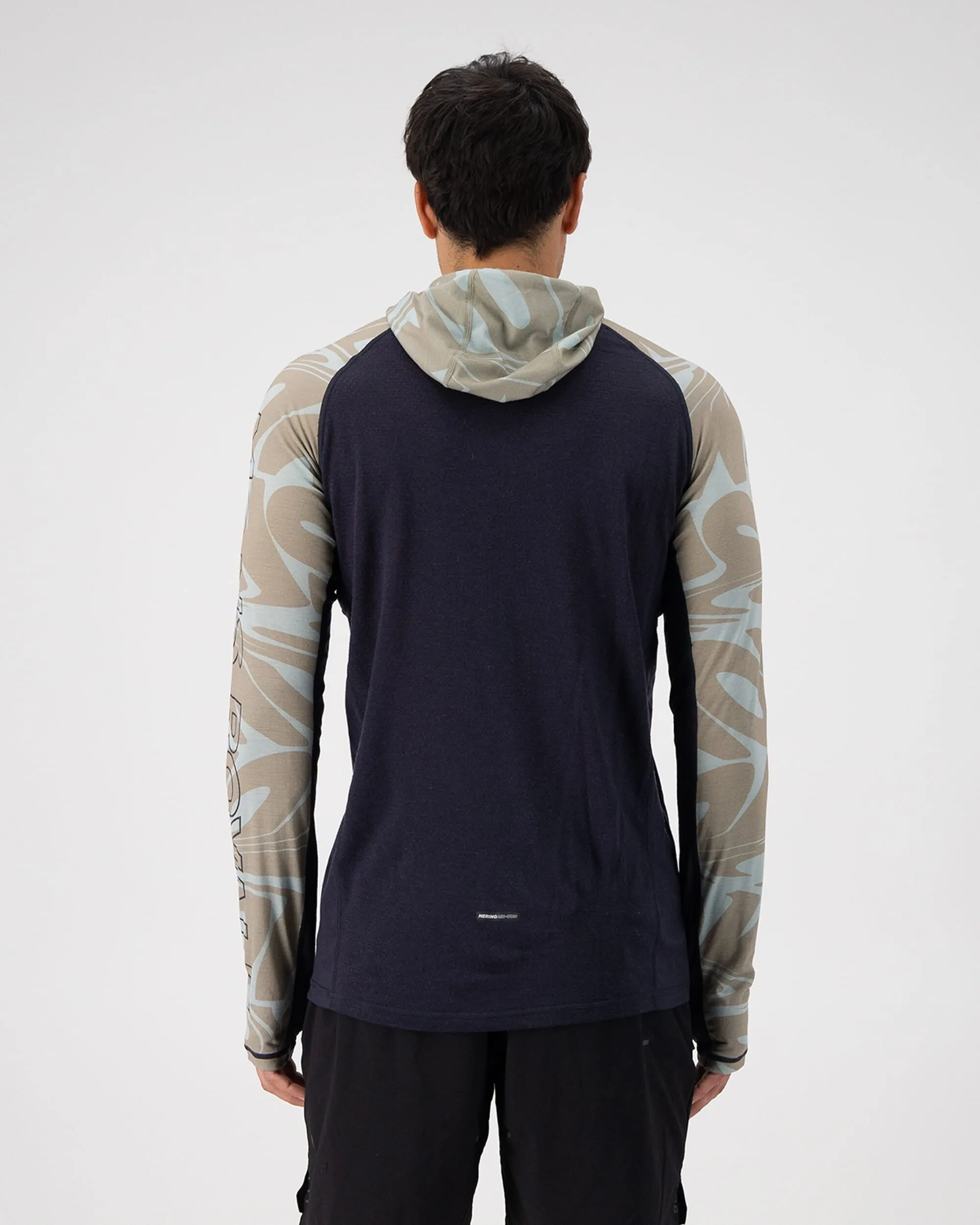 Temple Merino Long Sleeve Hood - Signal Lost / 9 Iron