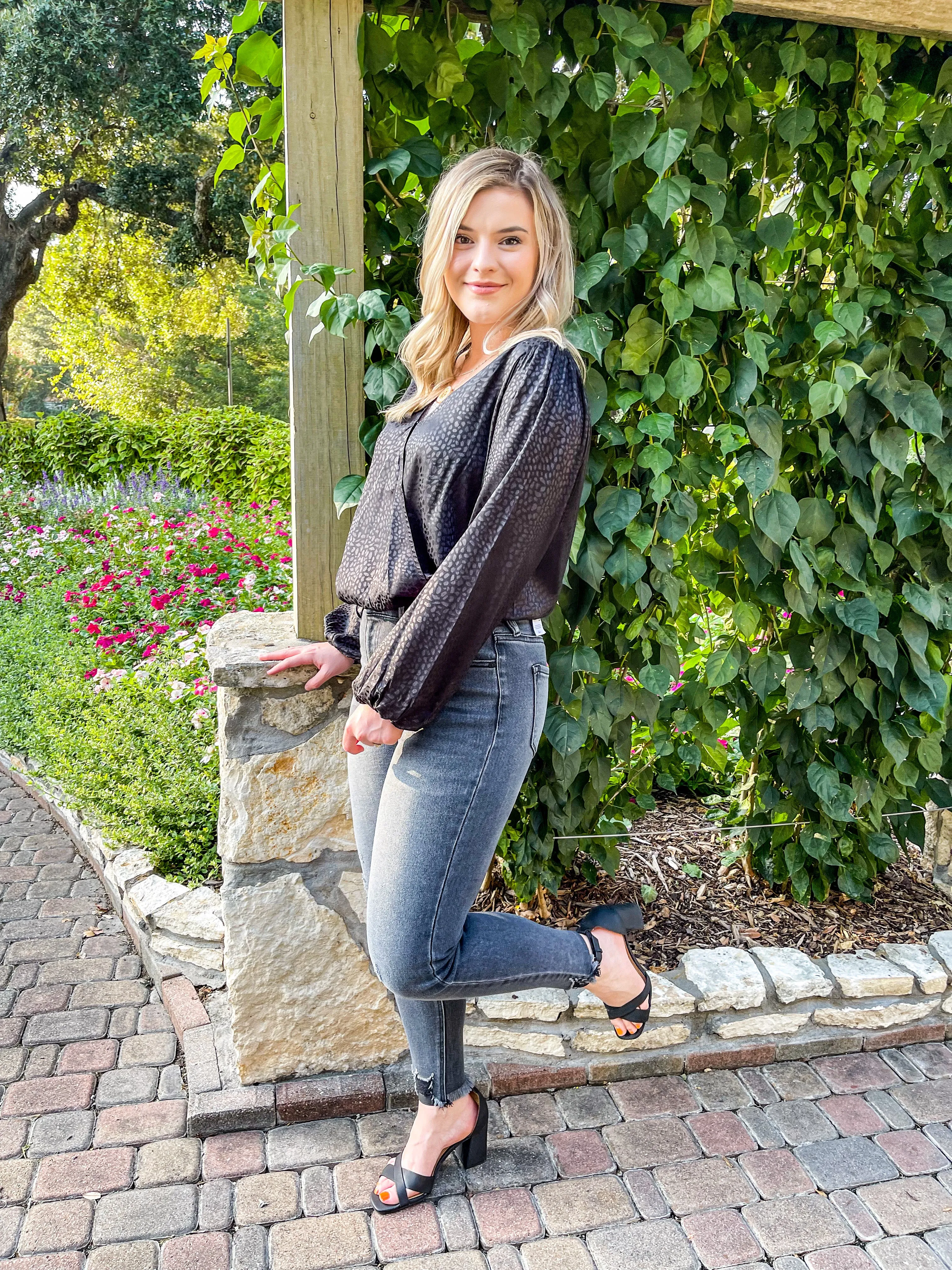 The Elena Leopard Blouse Long Sleeve Bodysuit