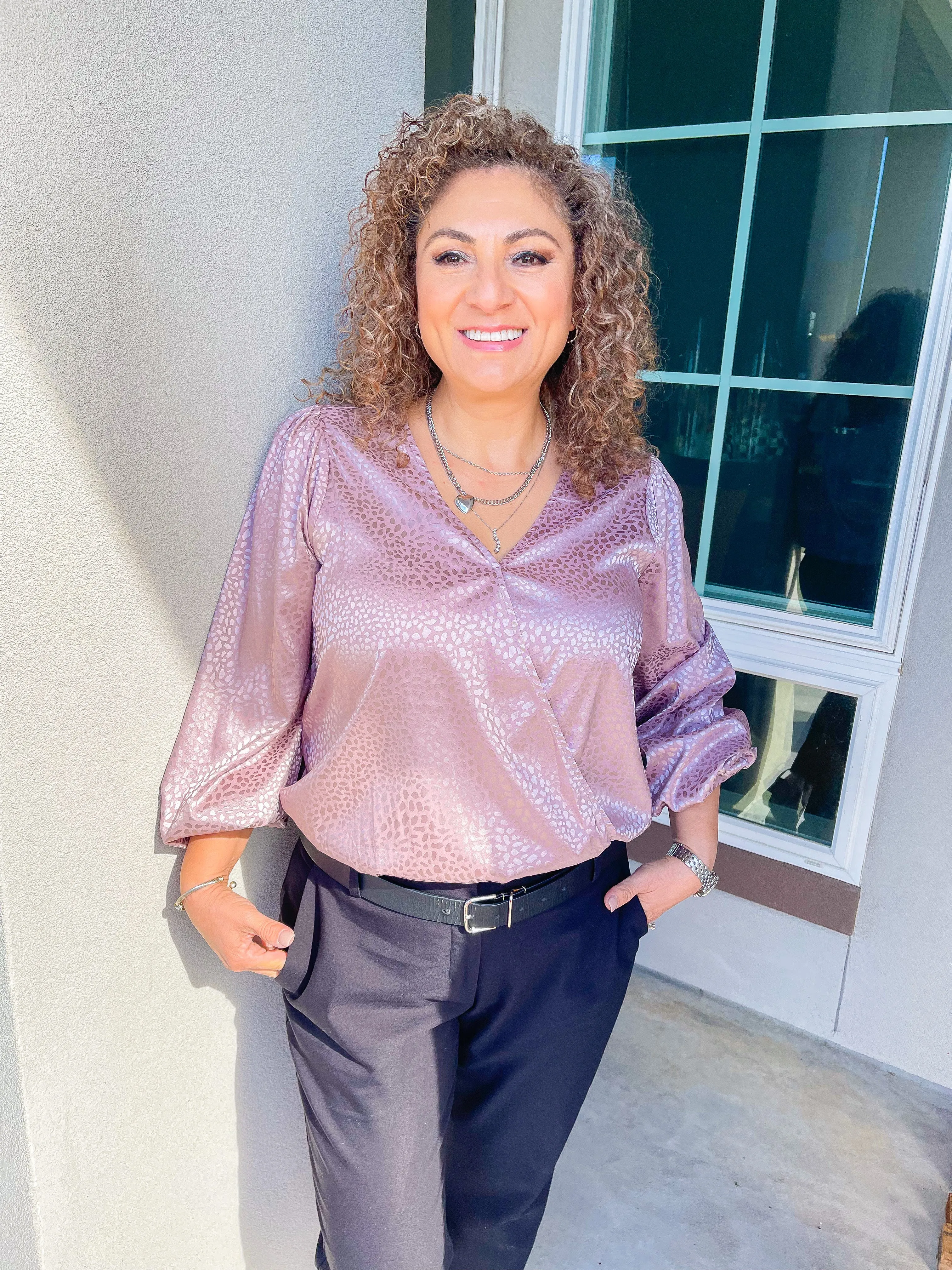 The Elena Leopard Blouse Long Sleeve Bodysuit