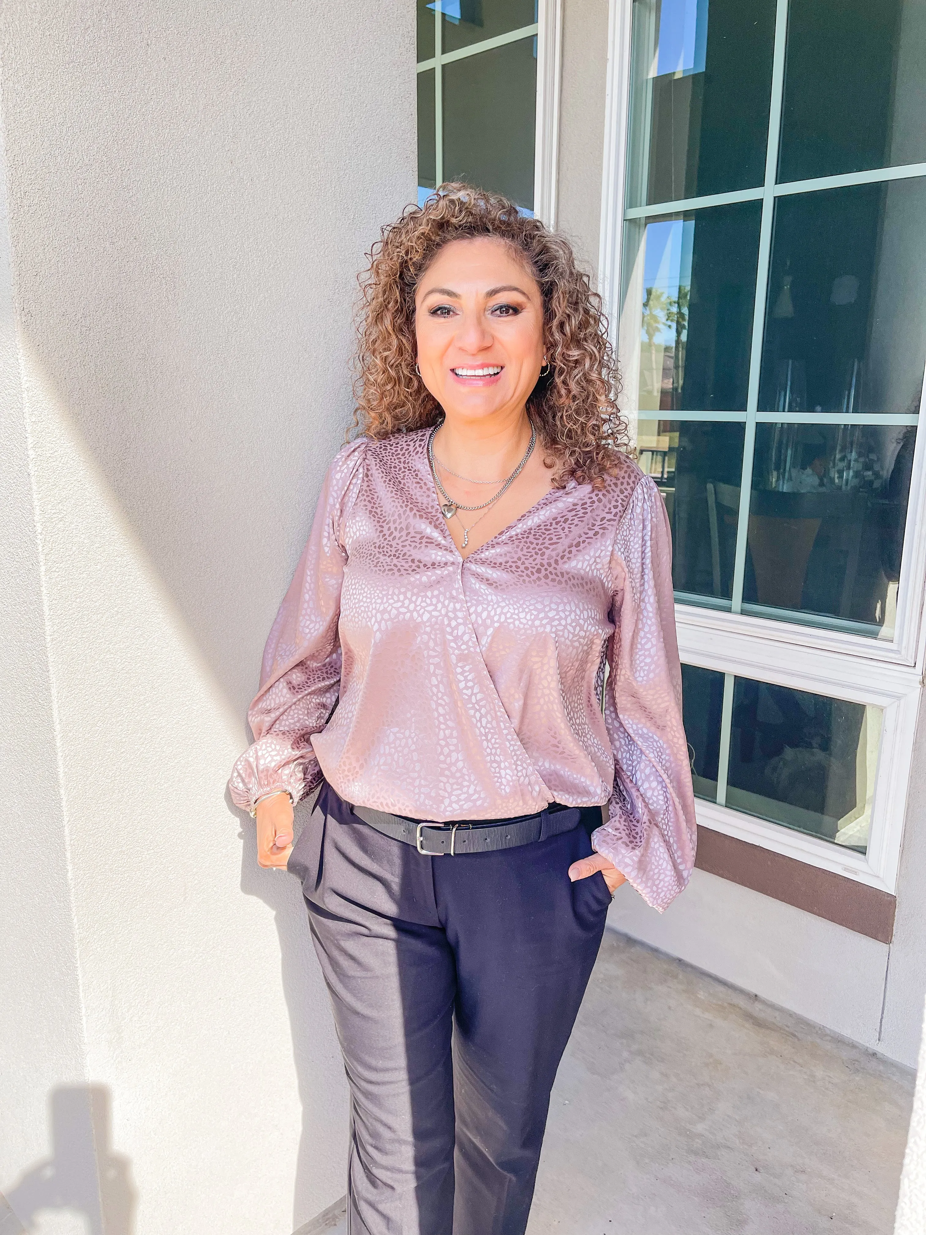 The Elena Leopard Blouse Long Sleeve Bodysuit