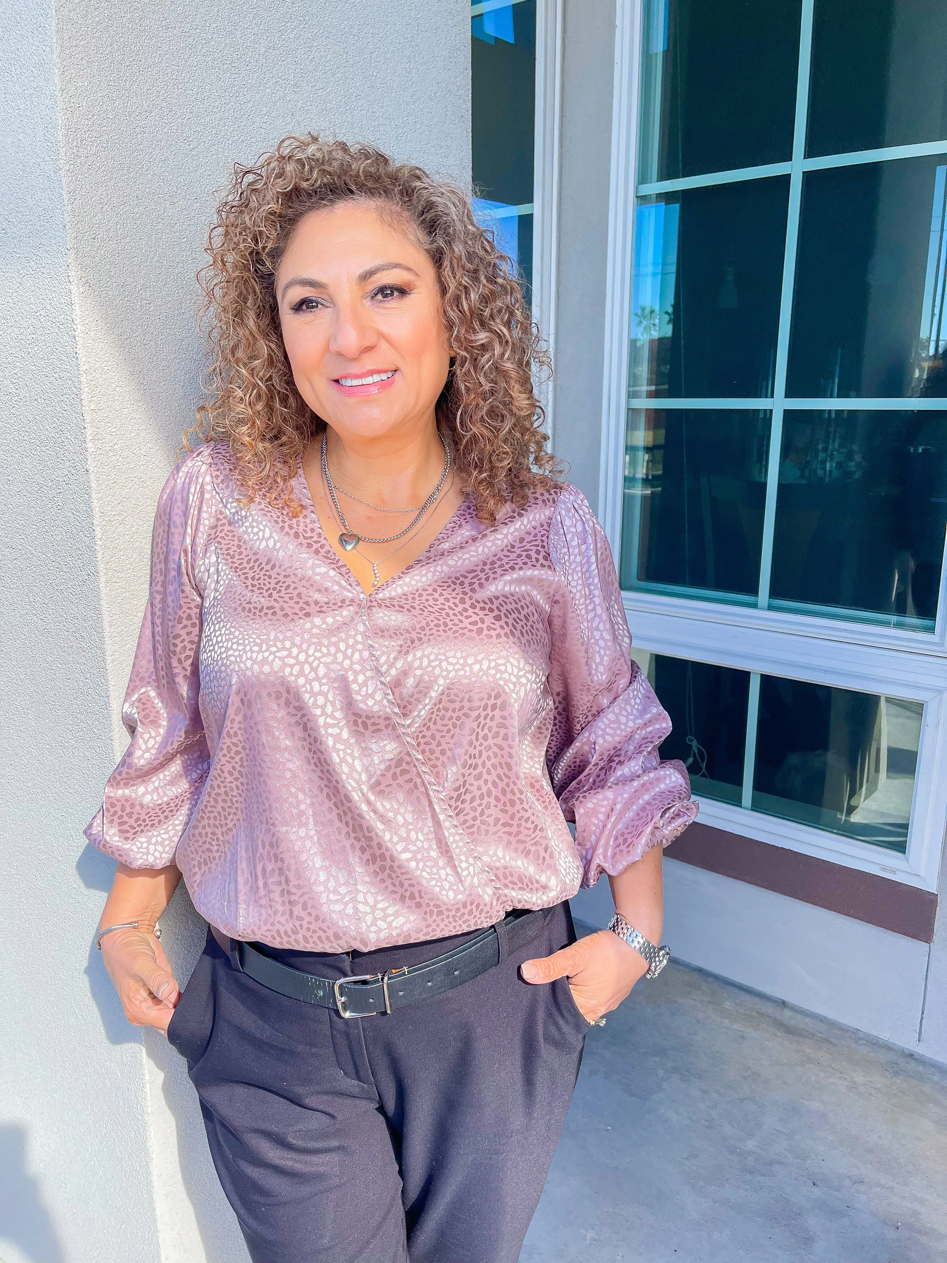 The Elena Leopard Blouse Long Sleeve Bodysuit
