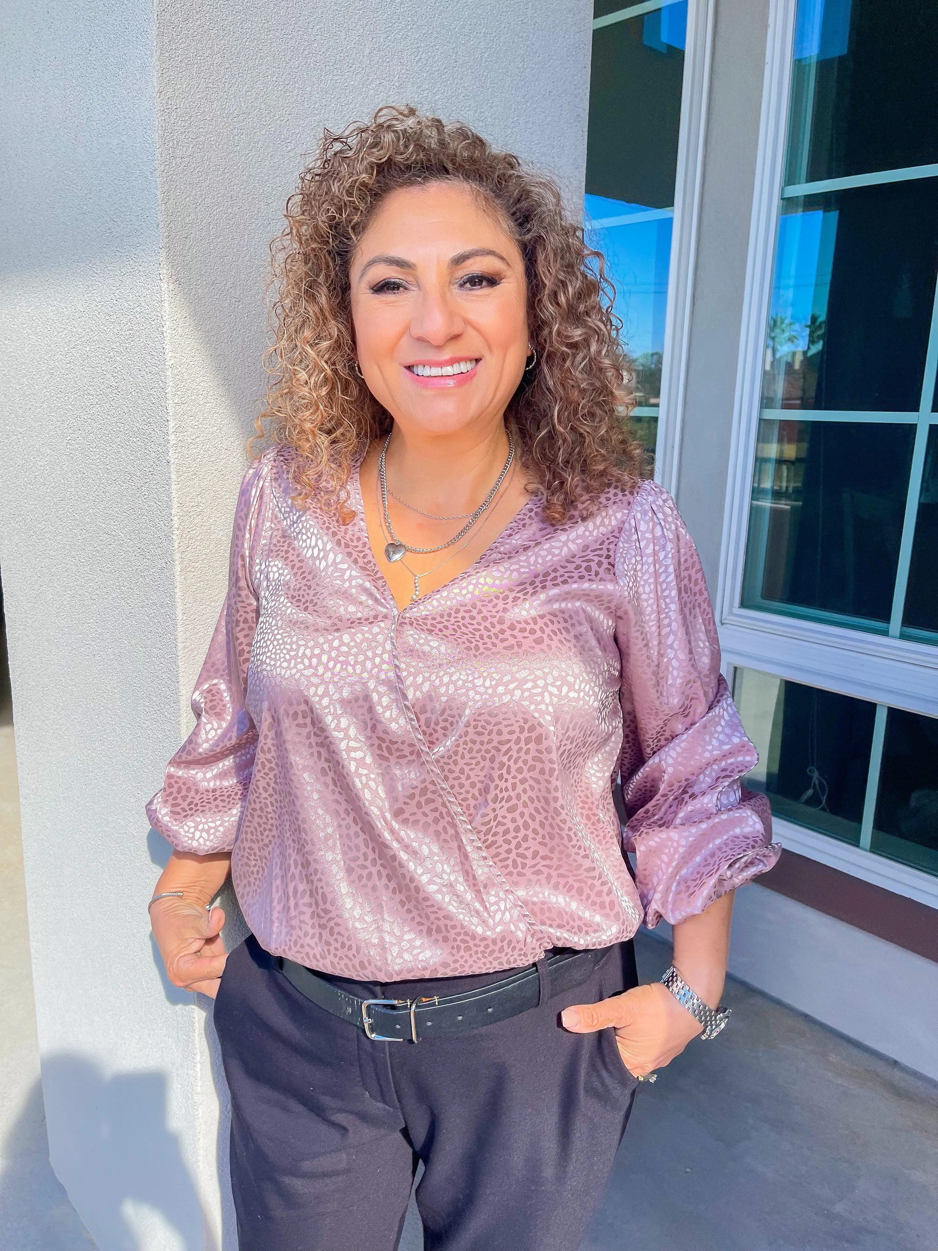The Elena Leopard Blouse Long Sleeve Bodysuit