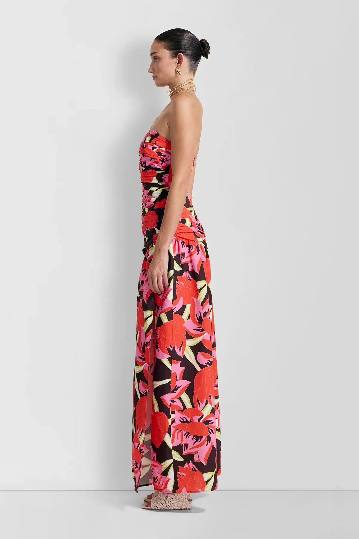 The Wolf Gang Dolcie Strapless Maxi Dress - Rojo Print
