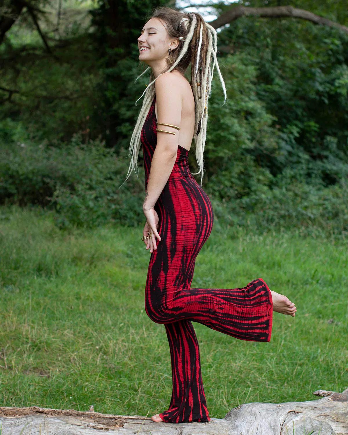 Tie Dye Flared Jumpsuit Red