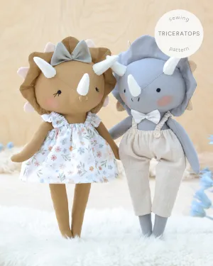 Triceratops Dinosaur Doll Sewing Pattern