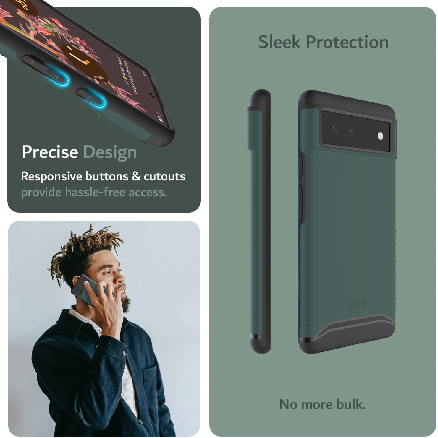 TUDIA DualShield Compatible for Google Pixel 6 Case  Hunter Green
