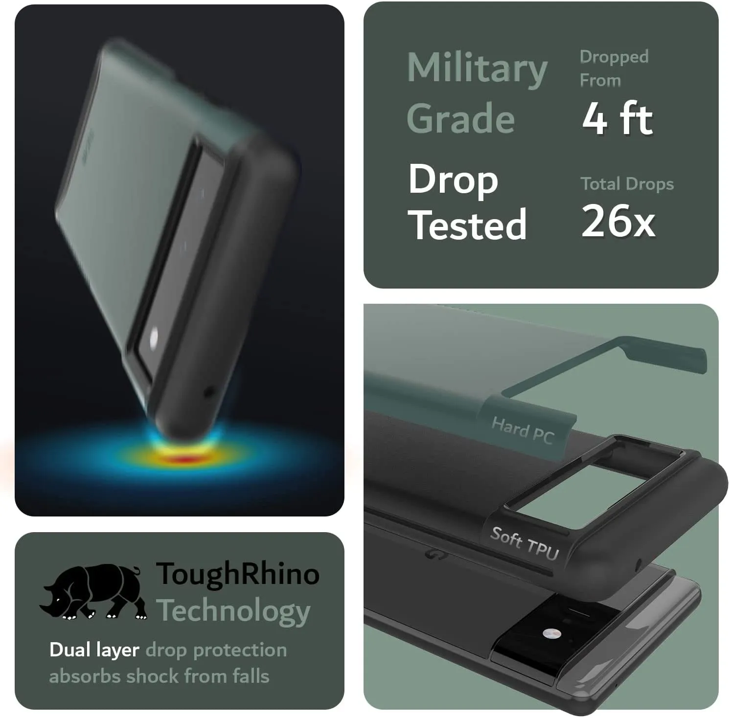 TUDIA DualShield Compatible for Google Pixel 6 Case  Hunter Green
