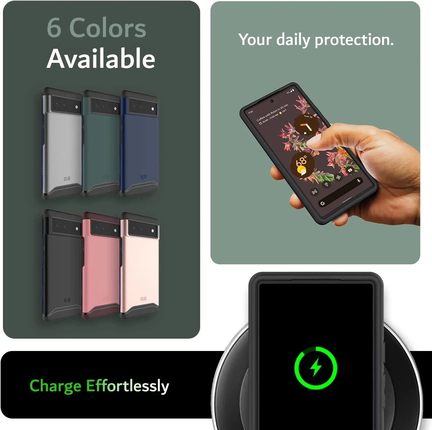 TUDIA DualShield Compatible for Google Pixel 6 Case  Hunter Green