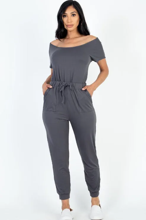Two-way Shoulder Drawstring Jumpsuit