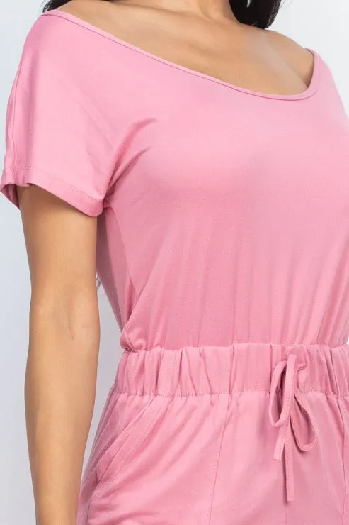 Two-way Shoulder Drawstring Jumpsuit